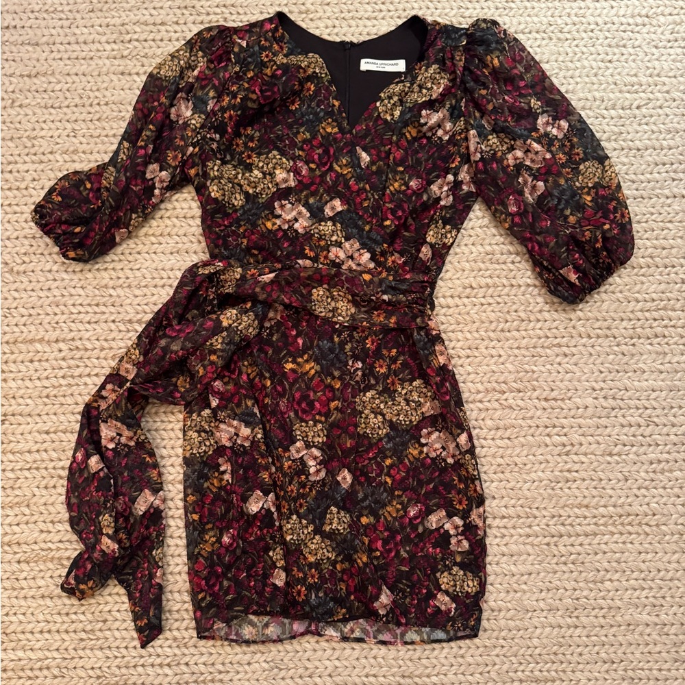 Amanda Uprichard Floral Long Sleeve Dress - Black and Red